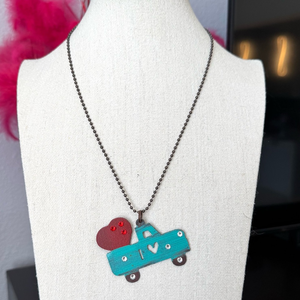 I ❤️Truck Necklace with Red Heart Charm